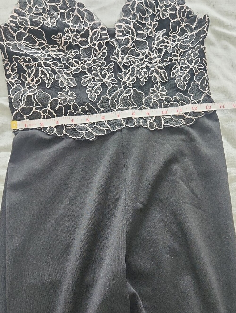 Black Lace Bodice Flared Jumpsuit, River Island - Picture 6 of 10